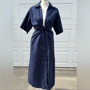 Women's ALC cut out shirt dress short sleeves navy blue size 12